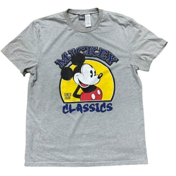 Disney Mickey Mouse Classics Soft Cotton Gray T-Shirt Y2K Women's Size Large - Picture 1 of 7